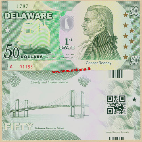 Usa 50 dollars Delaware 1st State Polymer unc