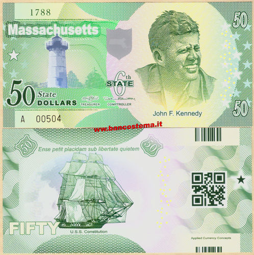 Usa 50 dollars Massachusetts 6th State Polymer unc