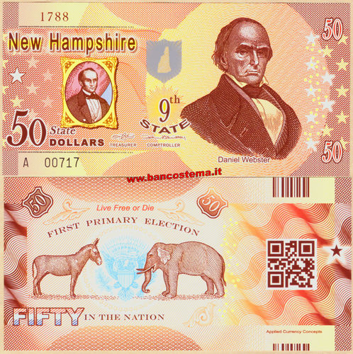 Usa 50 dollars New Hampshire 9th State Polymer unc