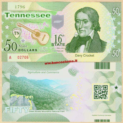 Usa 50 dollars Tennessee 16th State Polymer unc