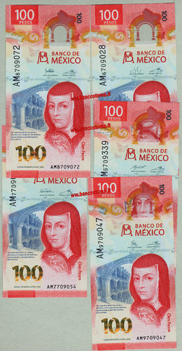 Mexico 100 Pesos 08.05.2020 polymer 5 signatures set 5 pz unc