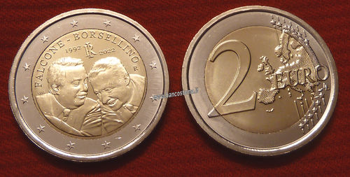 Italia 2 euro commemorativo 2022 30º anniv. della morte di Giovanni Falcone e Paolo Borsellino  fdc
