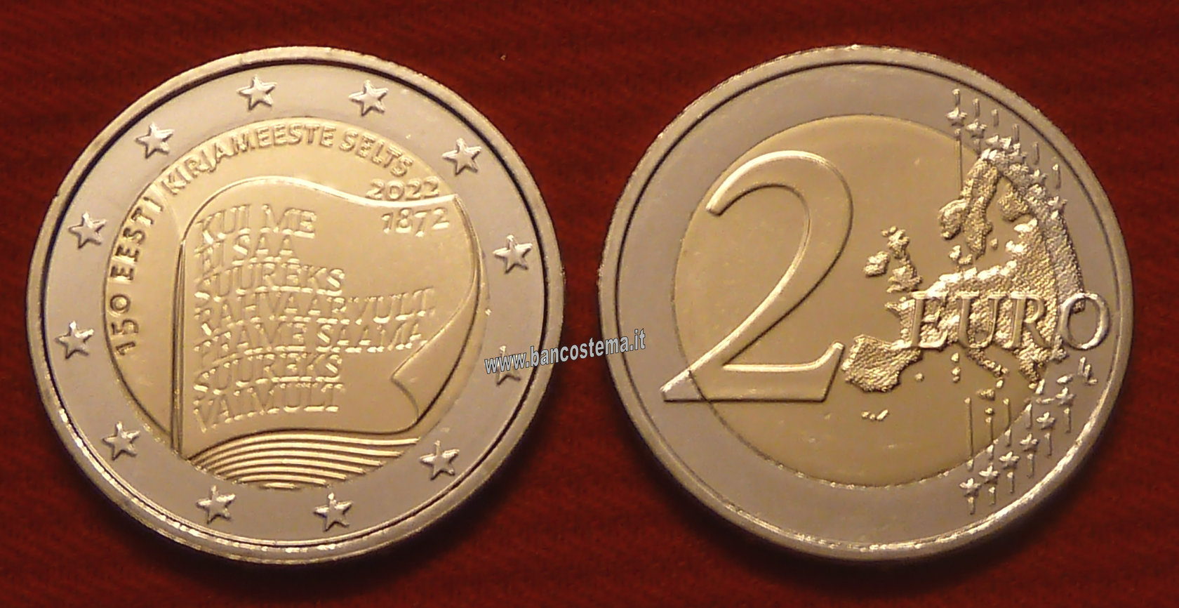 2 € commemorativo 2 Euro ESTONIA 2022 SOCIETA' LETTERARIA ESTONE 