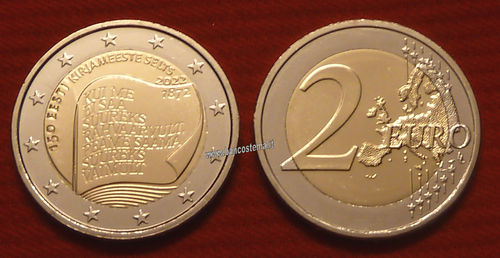 Estonia 2 euro commemorativo 2022 150º anniversario della Società letteraria estone FDC