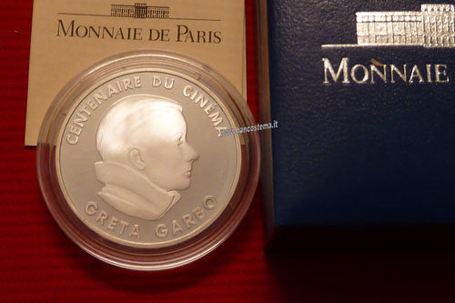 France KM# 1092 100 francs Greta Garbo 1995 argento .900 proof
