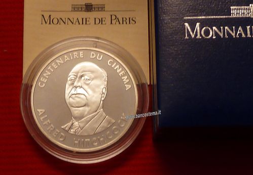 France KM# 1088 100 francs  Alfred Hitchcock1995 argento .900 proof