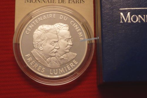 France KM# 1076 100 francs Les frères Lumière 1994 argento .900 proof