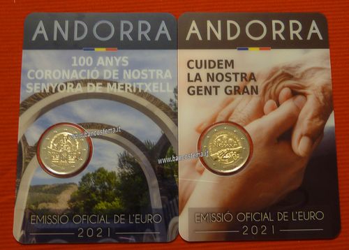 Andorra 2 euro commemorativo 2021 Nostra Signora di Meritxe+ 2 euro Riconoscimento degli  folder fdc