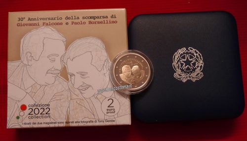 Italia 2 euro commemorativo 2022 30º anniv. della morte di G.Falcone e Paolo Borsellino proof