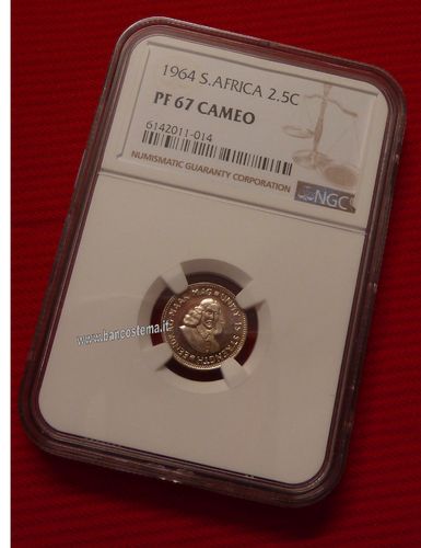 South Africa Km58 2,5 cents 1964 PF67 Cameo CHIUSA NGC
