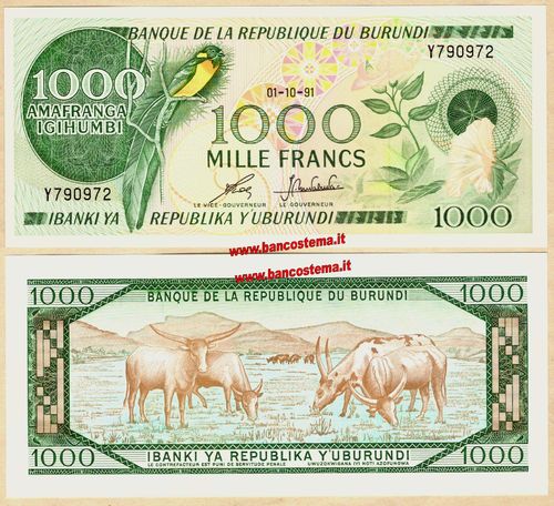Burundi P31d 1.000 Francs 01.10.1991 unc