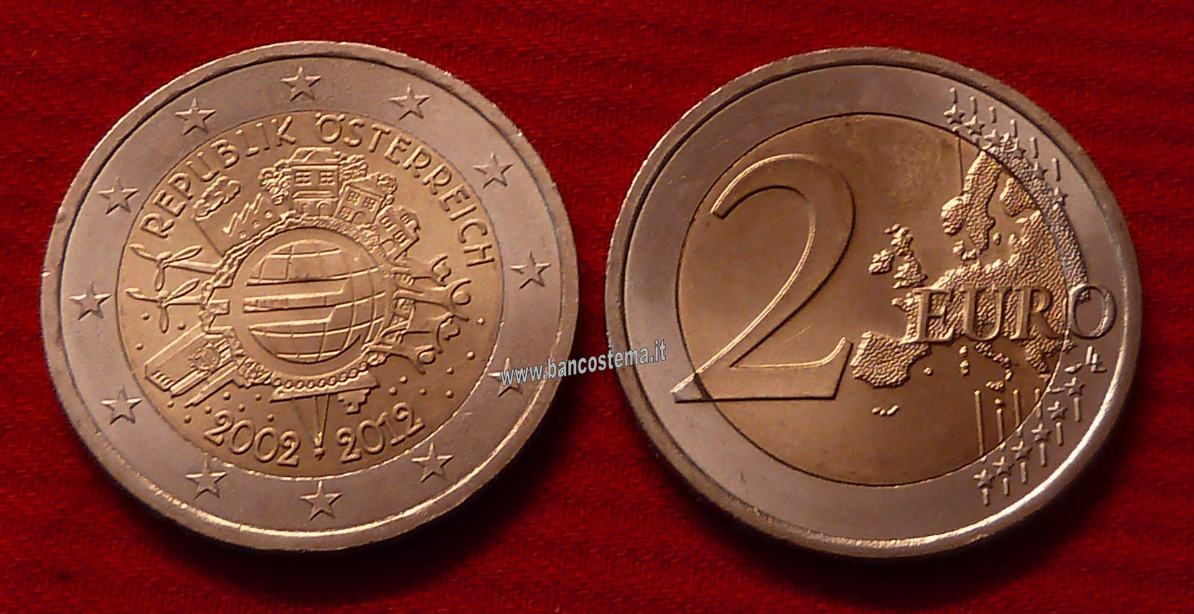 Austria 2 euro 2012 commemorativo 10° anniversario dell'euro fdc