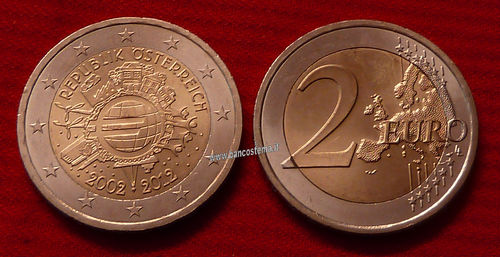 Austria 2 euro 2012 commemorativo 10° anniversario dell'euro fdc