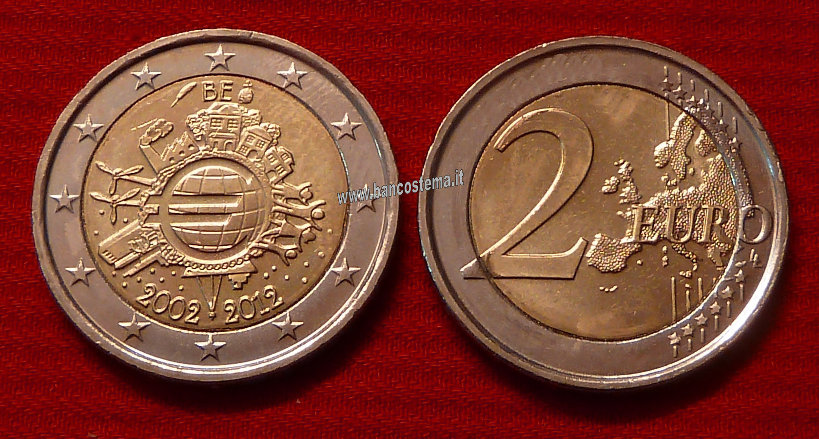 Belgio 2 euro 2012 commemorativo 10° anniversario dell'euro fdc