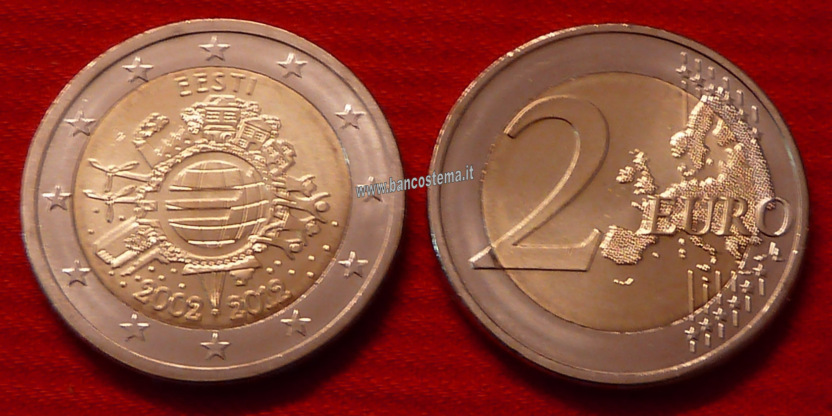 Estonia 2 euro 2012 commemorativo 10° anniversario dell'euro fdc