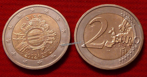 Irlanda 2 euro 2012 commemorativo 10° anniversario dell'euro fdc