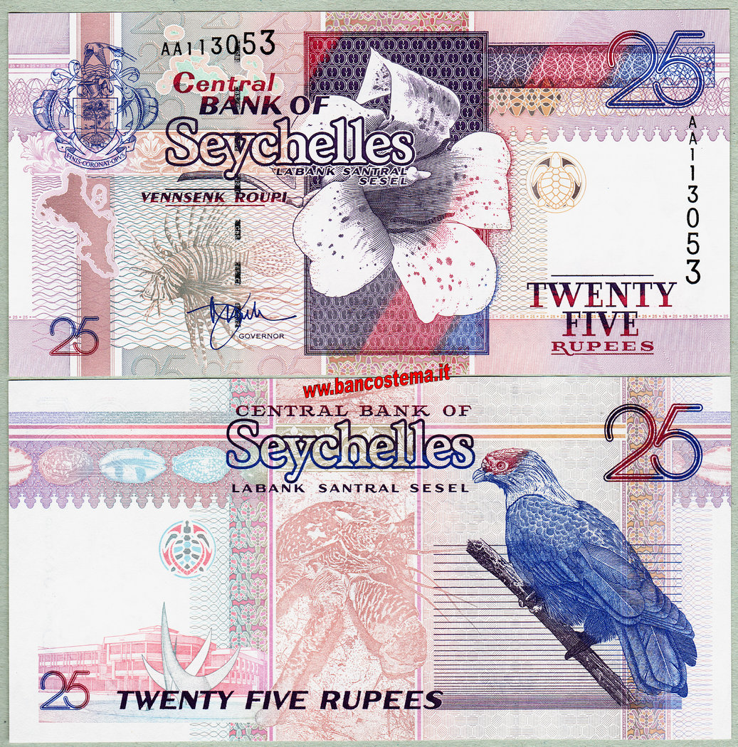 Seychelles P37a 25 Rupees serie AA nd 1998-2008 unc