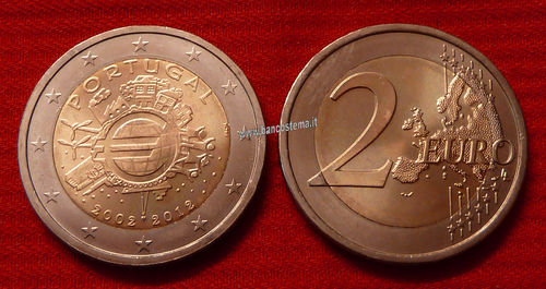 Portogallo 2 euro 2012 commemorativo 10° anniversario dell'euro fdc