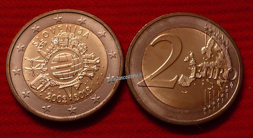 Slovenia 2 euro 2012 commemorativo 10° anniversario dell'euro fdc