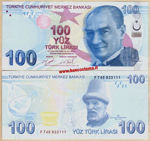 Turkey P226d 100 Lirasi 2009 (2021) unc