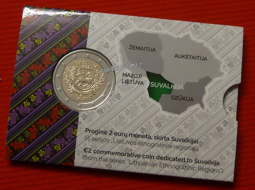 Lituania 2 euro commemorativo "Suvalkija" 2022 fdc coincard