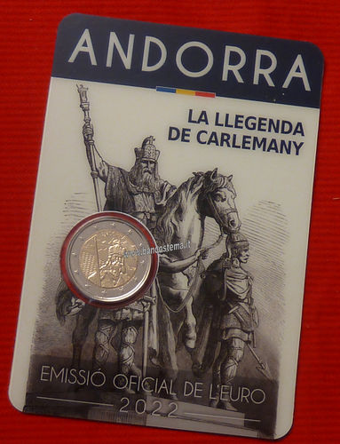 Andorra 2 euro commemorativo 2022 la leggenda di Carlomagno folder fdc