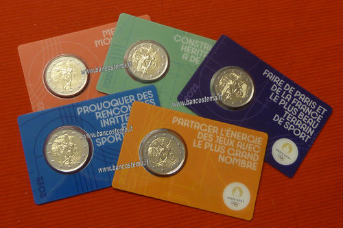 Francia 2 euro 2022 commemorativI 2ª moneta  dedicata alle Olimpiadi di Parigi 2024 fdc coincard5PZ