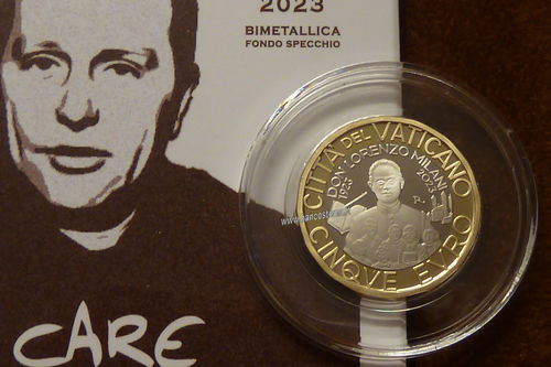 Vaticano 5 euro 2023 proof Commemorativo Don Lorenzo Milani bimetallica
