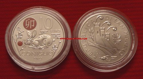 San Marino 10 euro commemorativo Calendario lunare cinese "coniglio" fdc colorata