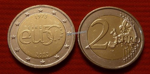 Irlanda 2 euro 2023 commemorativo 50º anniversario di appartenenza all'Unione europea fdc
