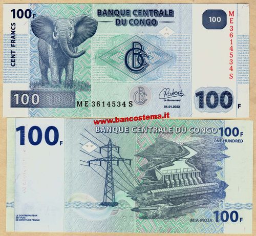 Congo Democratic Republic P98c 100 Francs 04.01.2022 unc