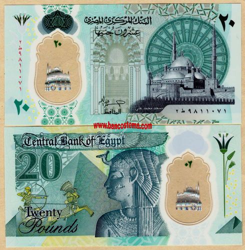 Egypt PW82 20 Pounds polymer nd 2022 unc