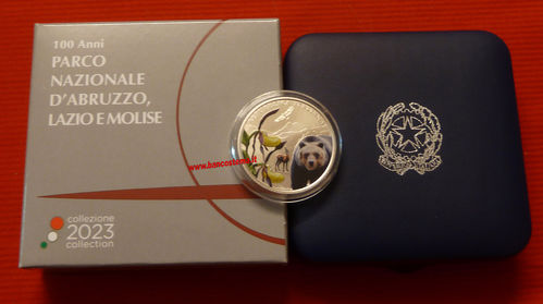 Italia 5 euro commemorativa 100 Anni dell’istituzione del Parco Nazionale d'abruzzargento 2023 fdc