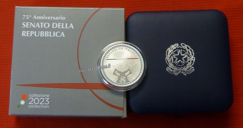 Italia 5 euro commemorativa 5 euro 75° Anniversario della prima seduta del Senato della Rep 2023 fdc
